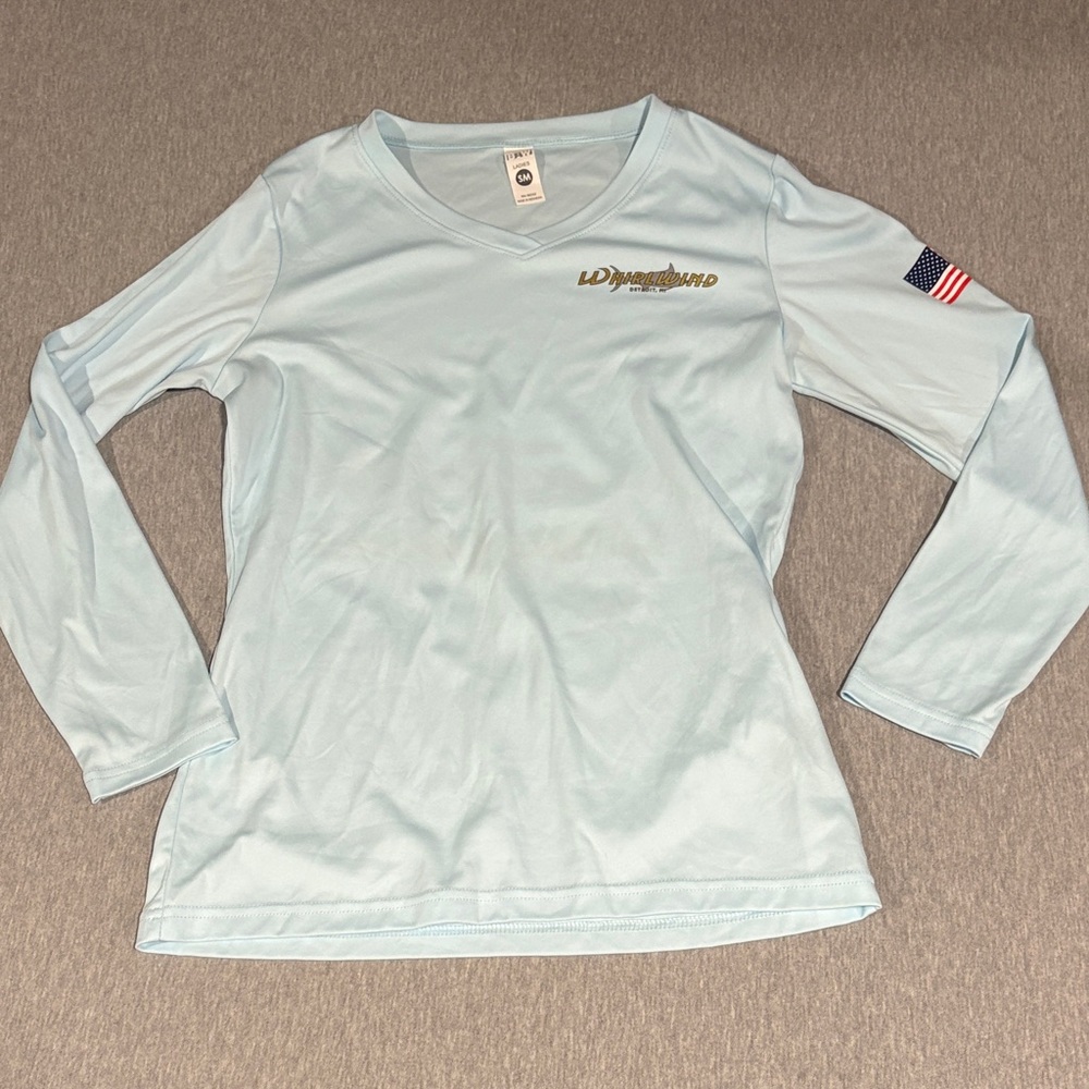 Women’s Lt. Blue Long Sleeve V-Neck Dri-Fit Style Whirlwind - Detroit, Michigan